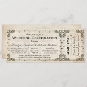 Invitations de billets de mariage vintage I (Devant / Derrière)