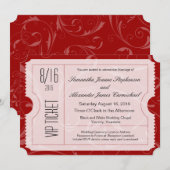 Invitations de billets Mariage VIP Red (Devant / Derrière)