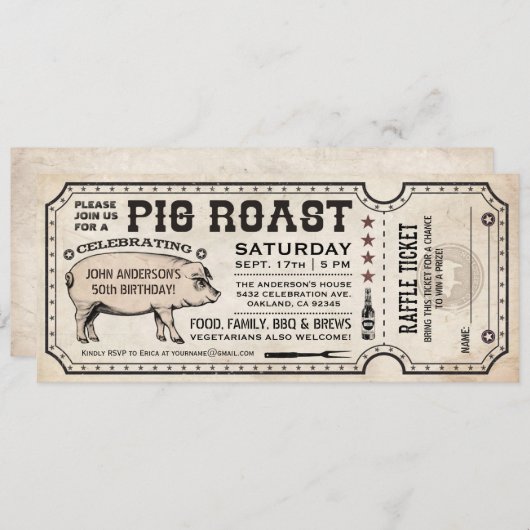 Invitations de billets rôtis de porc avec rabat de (Devant / Derrière)