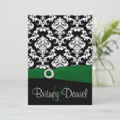 Invitations de Black and Green Mariage damassé (Debout devant)