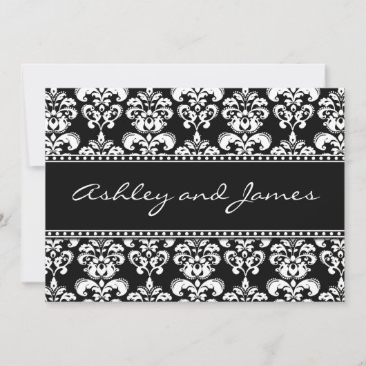 Invitations de Black and White Mariage damassé (Devant)