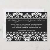 Invitations de Black and White Mariage damassé (Dos)
