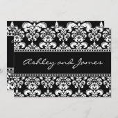 Invitations de Black and White Mariage damassé (Devant / Derrière)