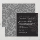 Invitations De Black And White Mariage damassé (Devant / Derrière)