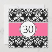 Invitations de Black Damask 30e anniversaire rose (Devant)