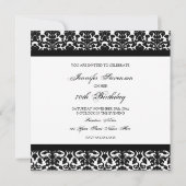 Invitations de Black Damask 70e anniversaire (Dos)