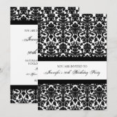 Invitations de Black Damask 90th Birthday Party (Devant / Derrière)