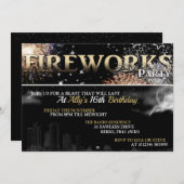 Invitations de Black & Gold Fireworks Party (Devant / Derrière)