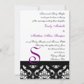 Invitations de Black Mariage damassé Monogrammes v (Dos)
