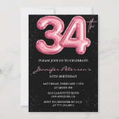Invitations de Black Pink 34e anniversaire Ballons (Devant)