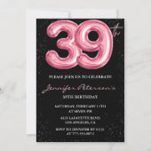 Invitations de Black Pink 39e anniversaire Ballons (Devant)