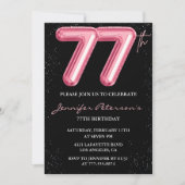 Invitations de Black Pink 77e anniversaire Ballons (Devant)