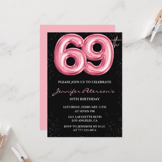 Invitations de Black Pink à 69e anniversaire Ballo (Devant/Arrière en situation)