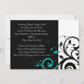 Invitations de Black White Aqua Swirl Quinceañera (Dos)