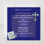 INVITATIONS DE BLEU DE CONFIRMATION DE GARÇONS (Dos)