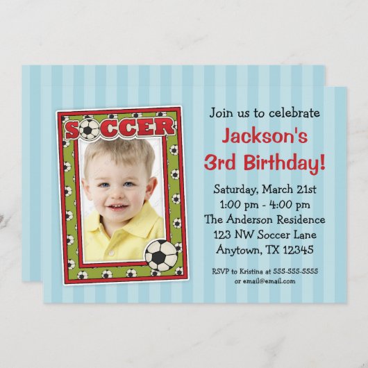 Invitations de bleu de fête d'anniversaire de (Devant / Derrière)