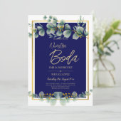 Invitations De Boda Elegantes Marine Blue Gold (Debout devant)