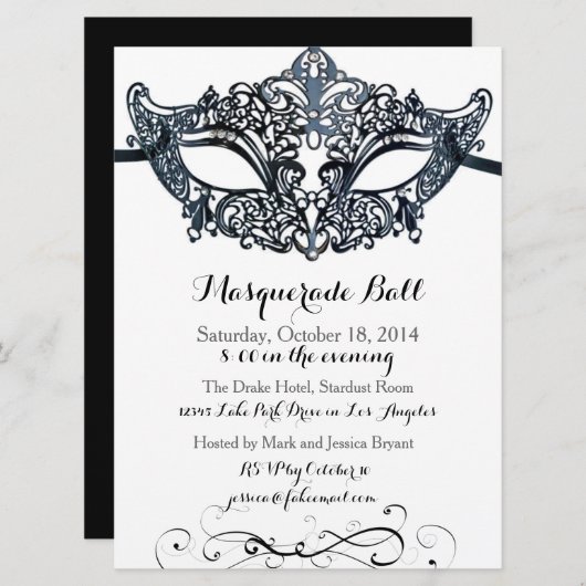 Invitations de boule de mascarade (Devant / Derrière)
