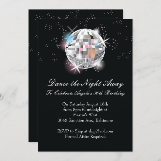 Invitations de boules Disco (Devant / Derrière)