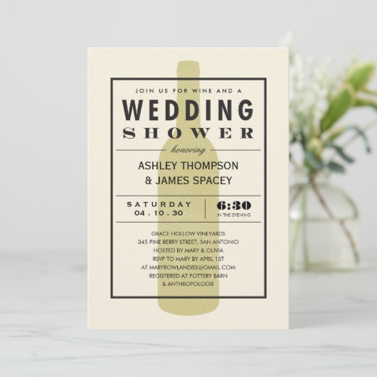 Invitations de bouteilles de vin Wedding shower Co (Debout devant)