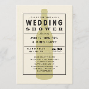 Invitations de bouteilles de vin Wedding shower Co