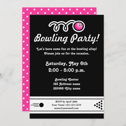 Invitations de Bowling (Devant / Derrière)
