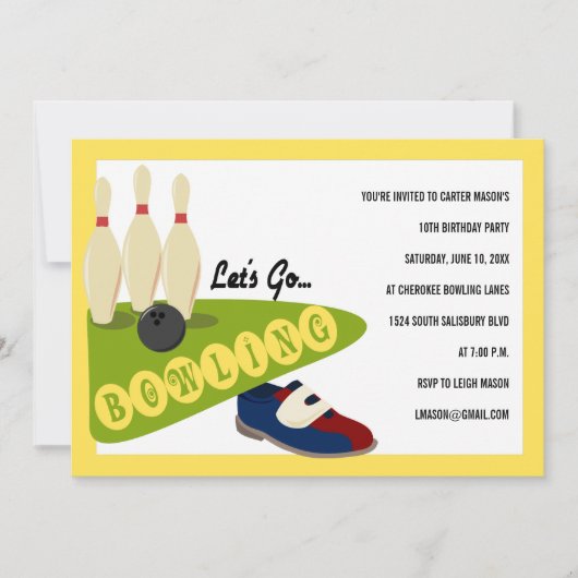 Invitations de Bowling Anniversaire (Devant)