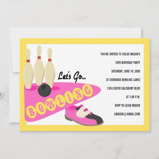 Invitations de Bowling Anniversaire (Devant)