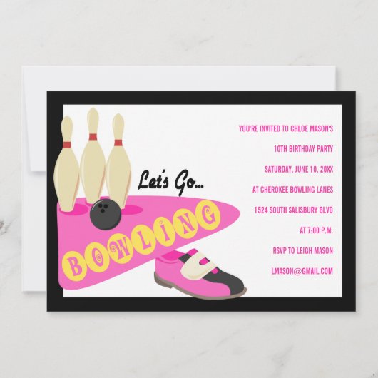 Invitations de Bowling Anniversaire (Devant)