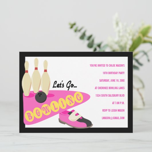 Invitations de Bowling Anniversaire (Debout devant)