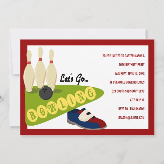 Invitations de Bowling Anniversaire (Devant)