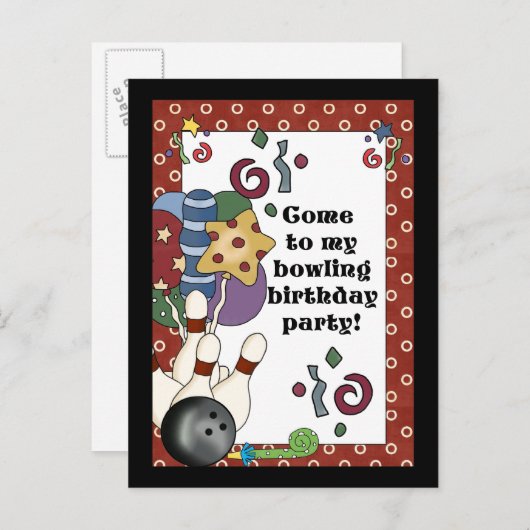 Invitations de Bowling Anniversaire (Devant / Derrière)