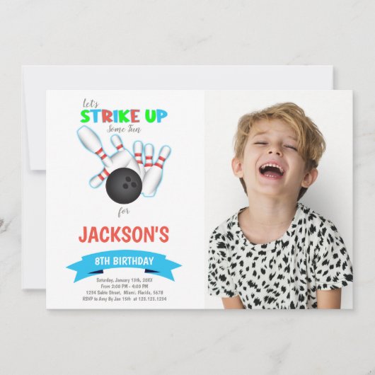 Invitations de Bowling avec photo (Devant)