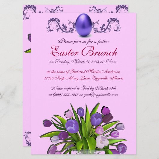 Invitations de brunch de Pâques (Devant / Derrière)