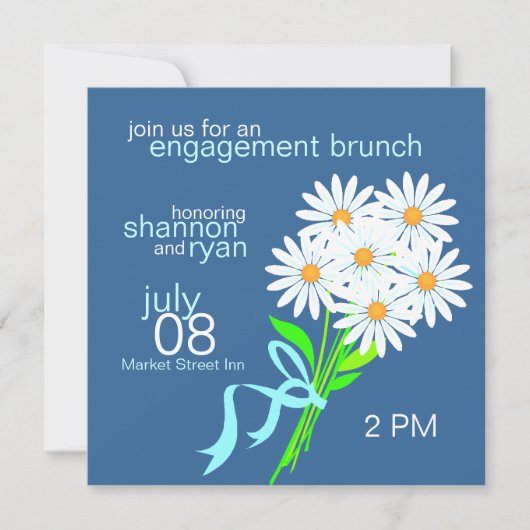 Invitations de Brunch fiançailles {Bleu} (Devant)