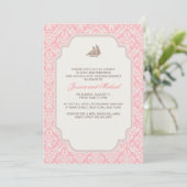 Invitations de Brunch Mariage Pink Damask (Debout devant)