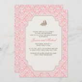 Invitations de Brunch Mariage Pink Damask (Devant / Derrière)