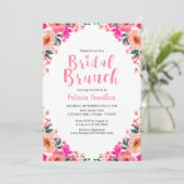 Invitations de brunch nuptial Hot rose Floral (Debout devant)