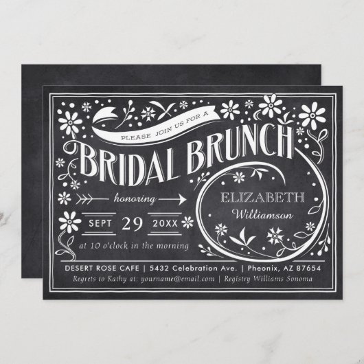 Invitations de brunch nuptiale | Tableau de bord f (Devant / Derrière)