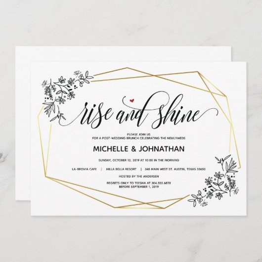 Invitations de brunch post-mariage géométrique mod (Devant / Derrière)
