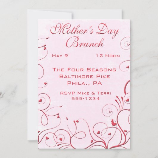 Invitations de brunch pour la fête des mères (Devant)