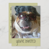 Invitations de Bulldog Anglais Anniversaire (Devant / Derrière)