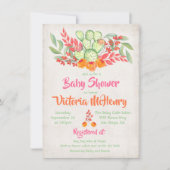 Invitations de cactus d'aquarelle Baby shower mexi (Devant)