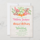 Invitations de cactus Mariages mexicains en aquare (Devant)