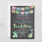 Invitations de cactus Mariages mexicains en aquare (Devant)