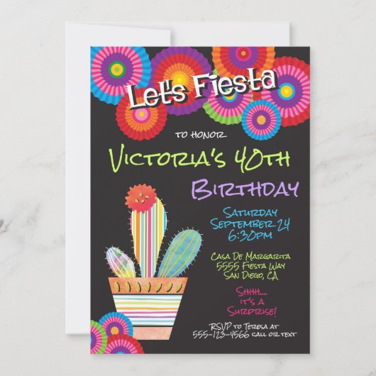 Invitations de cactus mexicain Fiesta Paper Flows (Devant)