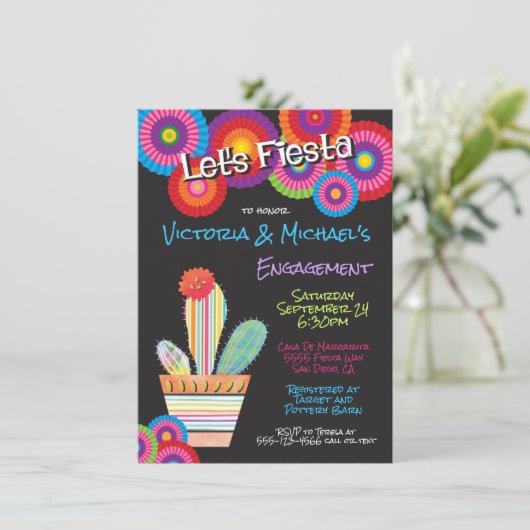 Invitations de cactus mexicain Fiesta Paper Flows (Debout devant)