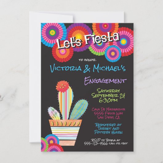 Invitations de cactus mexicain Fiesta Paper Flows (Devant)