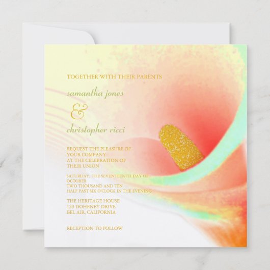 Invitations de calla peinte/mariage (Dos)