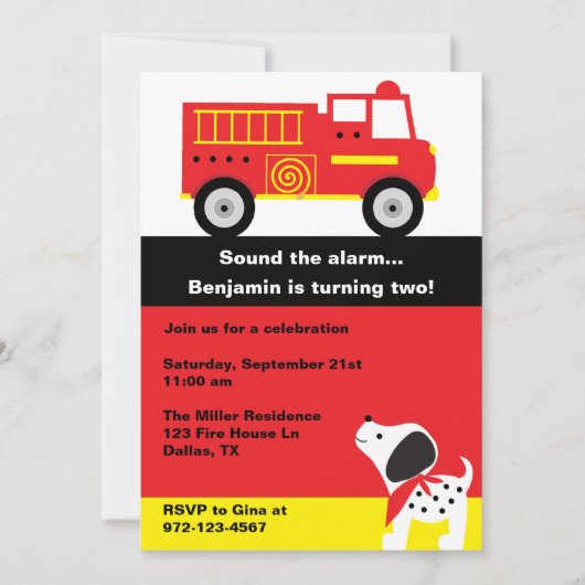 Invitations de camions d'incendie (Devant)